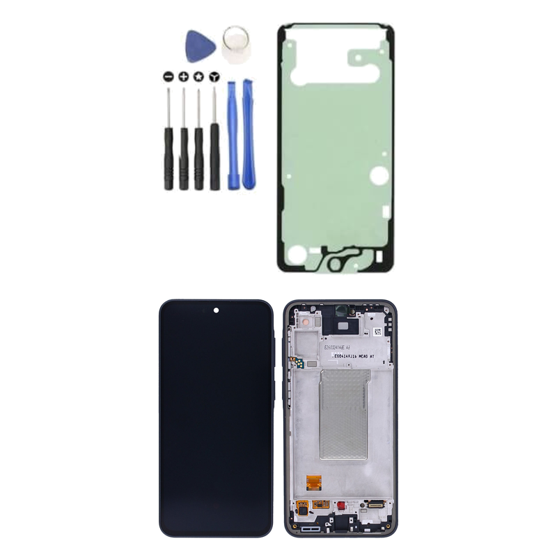 Galaxy A37 Display mit Rahmen Charcoal inkl. Werkzeugset und Klebestreifen
